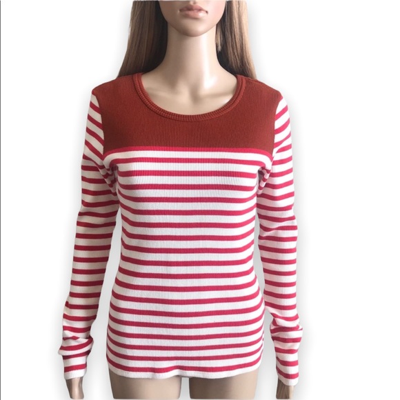 J. Crew Striped Ribbed Thermal Top S Like new - Picture 1 of 7